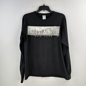 New York City Skyline Tshirt Mens M Black Tourism Hometown Streetwear Art Modern